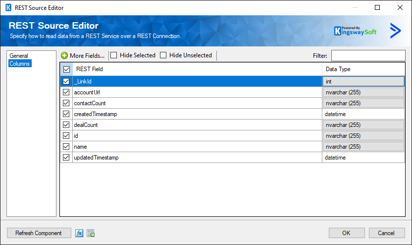 ActiveCampaign Source Component - Column